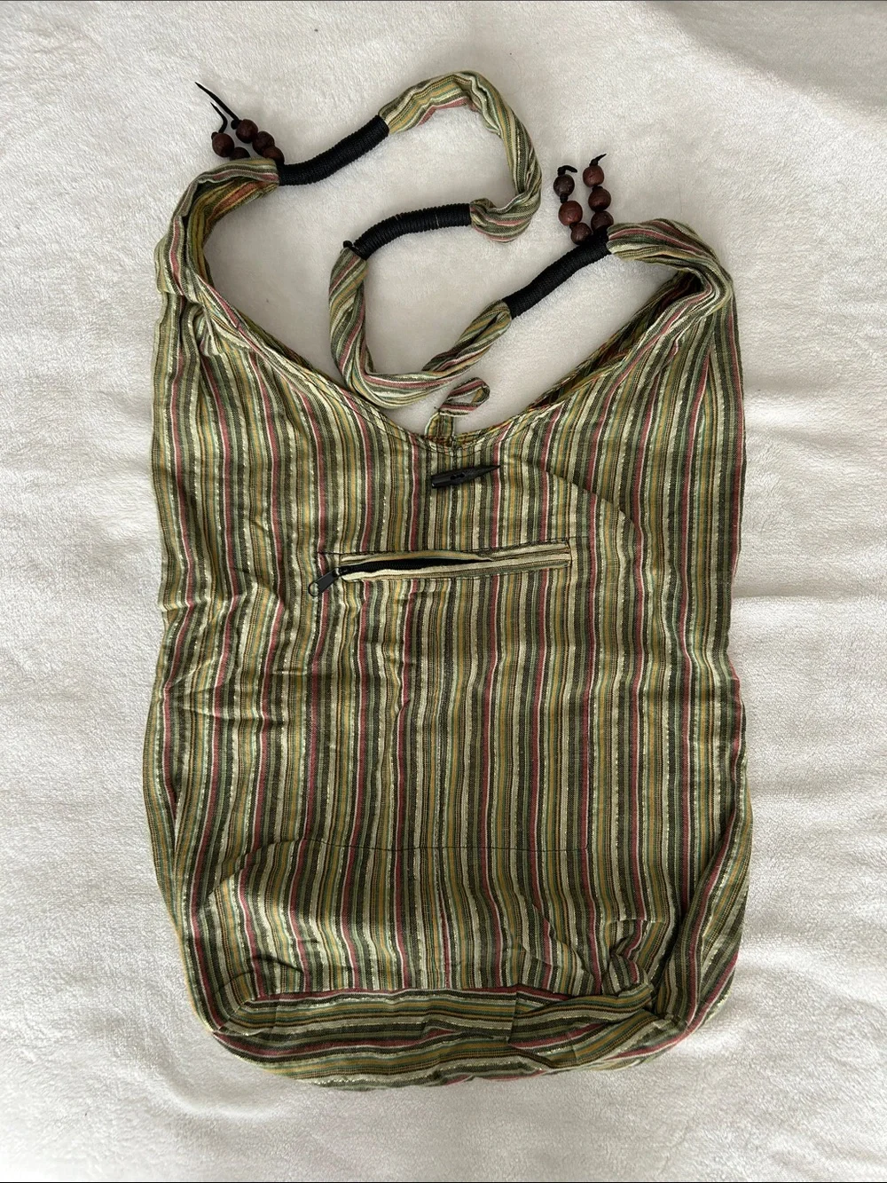 Striped Green Multi Hobo Bag - Unbranded